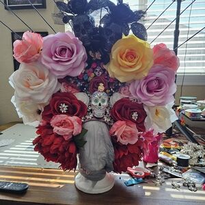 Floral Skull Headpiece with Roses